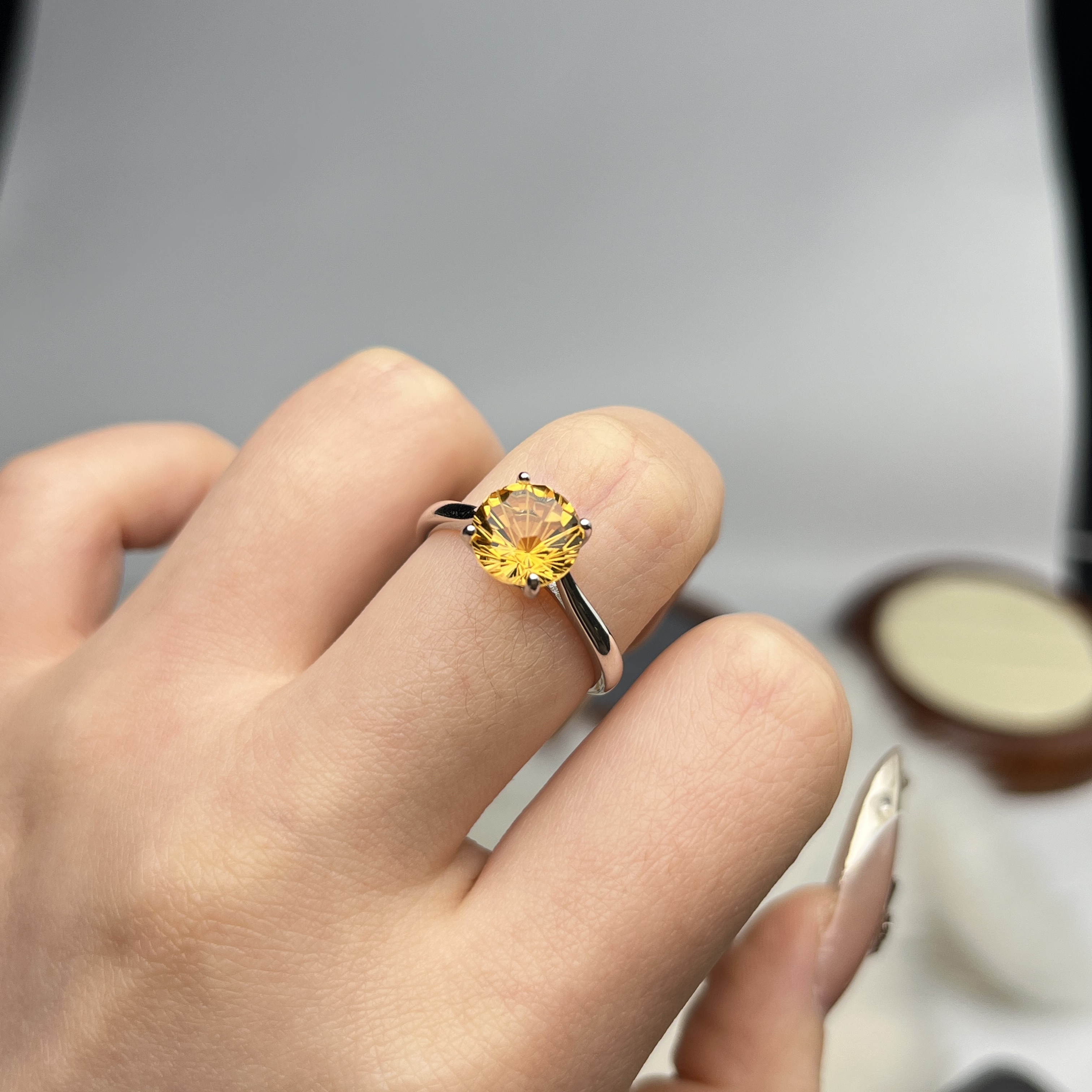 纯天然无优化黄水晶2.3ct，s925银镶嵌B0833