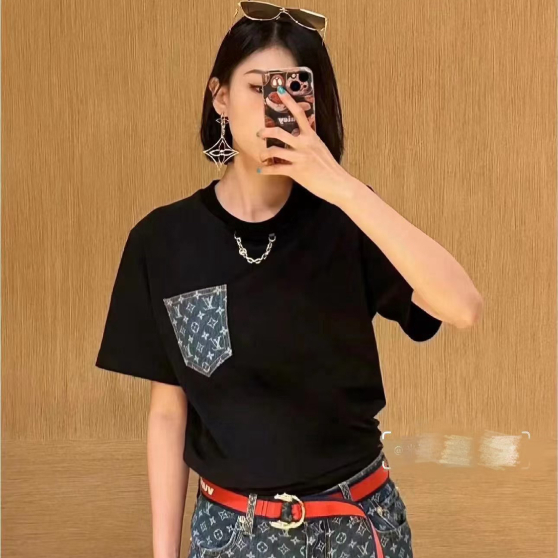 未使用 LouisVuitton/路易威登 Tsan0903/纯色链条短袖/尺码M