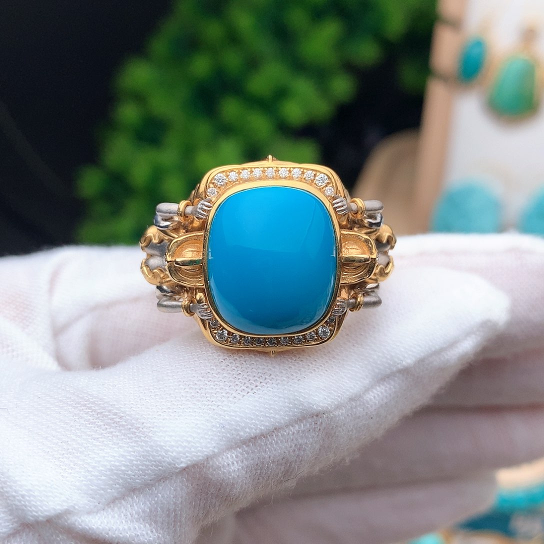 绿松石珠宝奇石18K金镶嵌