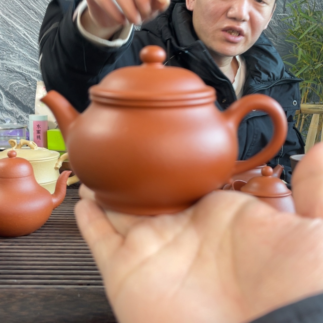 紫砂茶壶灵*小煤窑朱泥潘壶