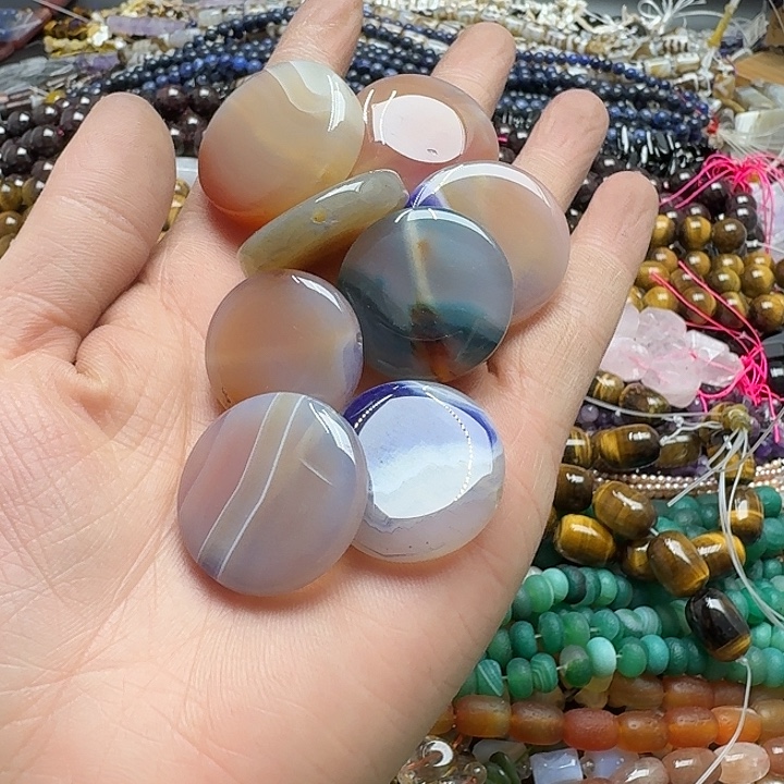 玛瑙/玉髓未镶嵌珠宝半成品2个32mm玛瑙