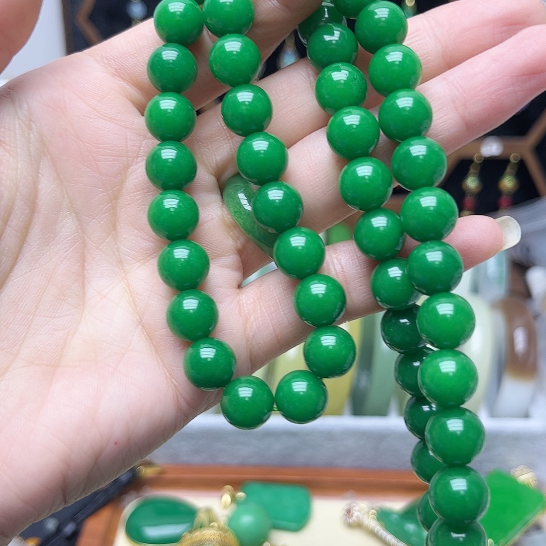 翡翠未镶嵌耳饰圆珠