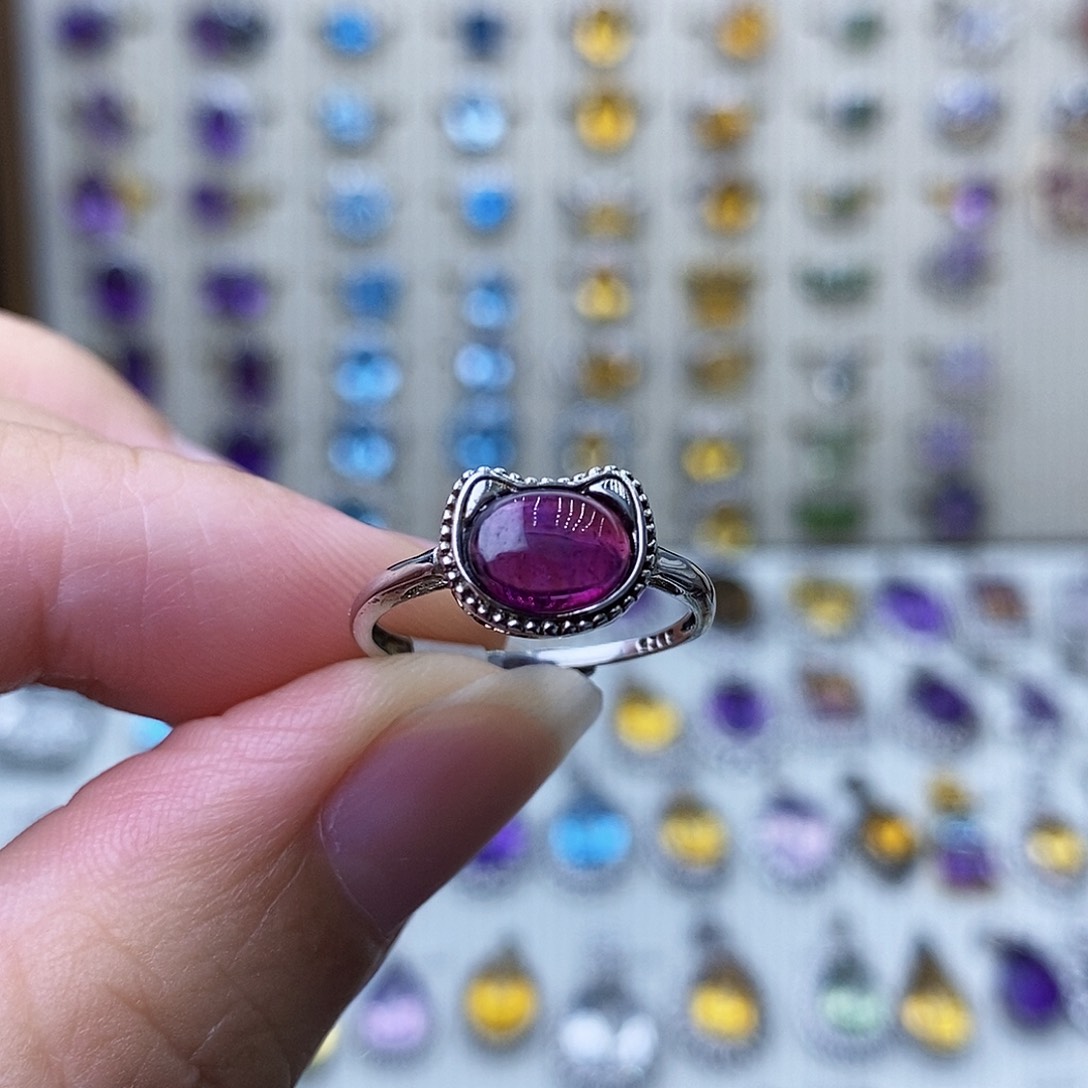 石榴石戒指银S925镶嵌不含证书