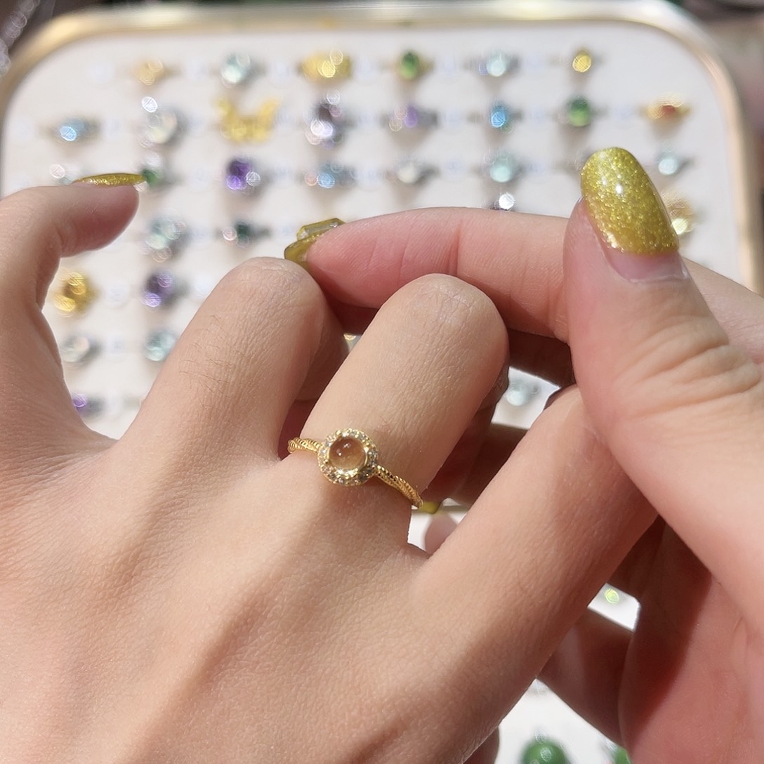 蛇纹石玉戒指银S925镶嵌