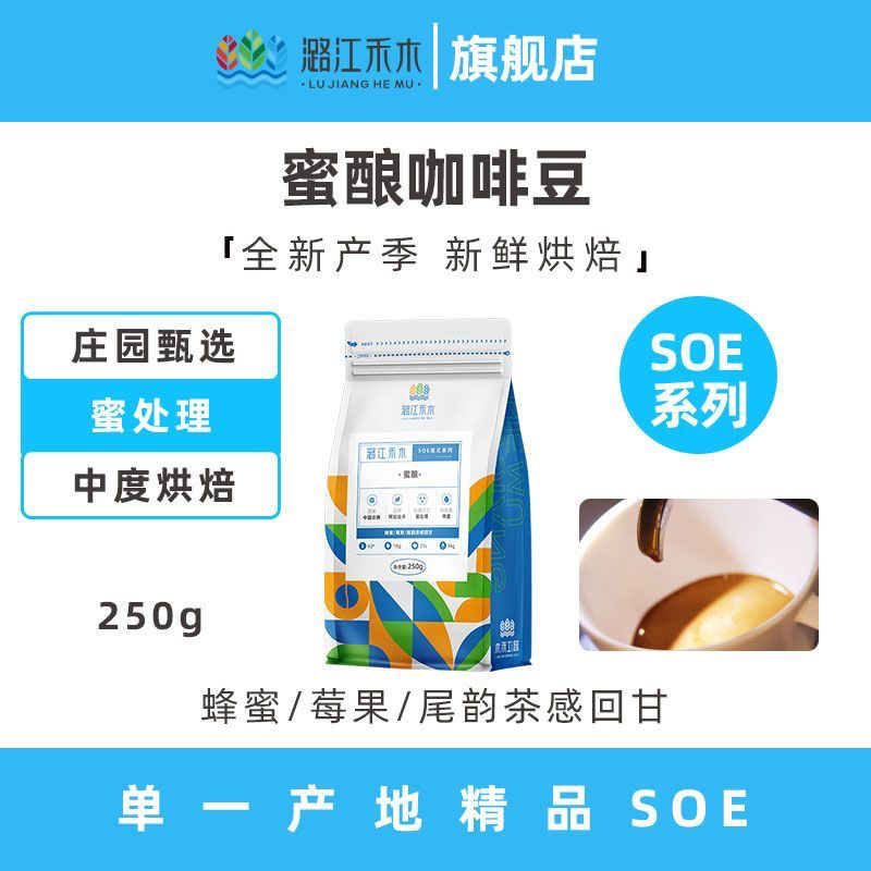 潞江禾木 蜜酿SOE单品意式咖啡豆云南 新鲜烘焙可现磨咖啡粉250G