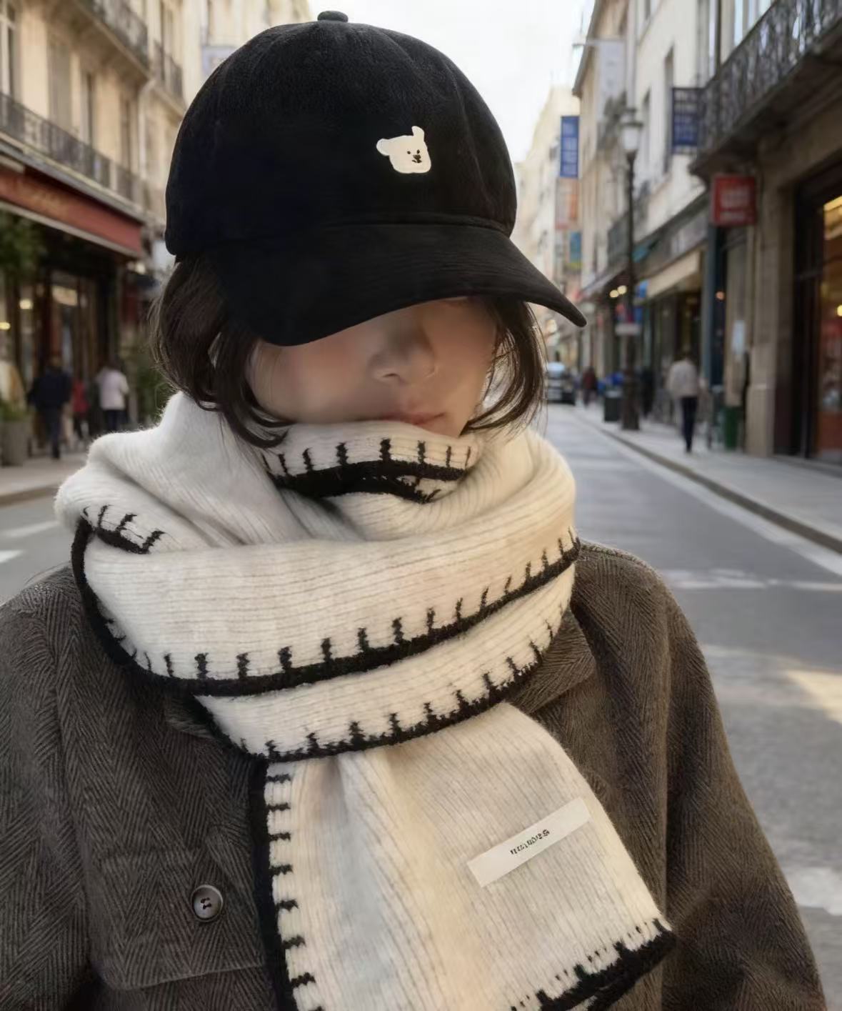 二号链接 广州外贸渠道版 羊绒羊毛围巾 全套礼盒包装