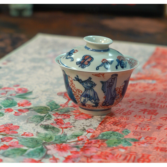 【景德镇雨溪山房】八仙陶瓷盖碗 yx10153陶瓷