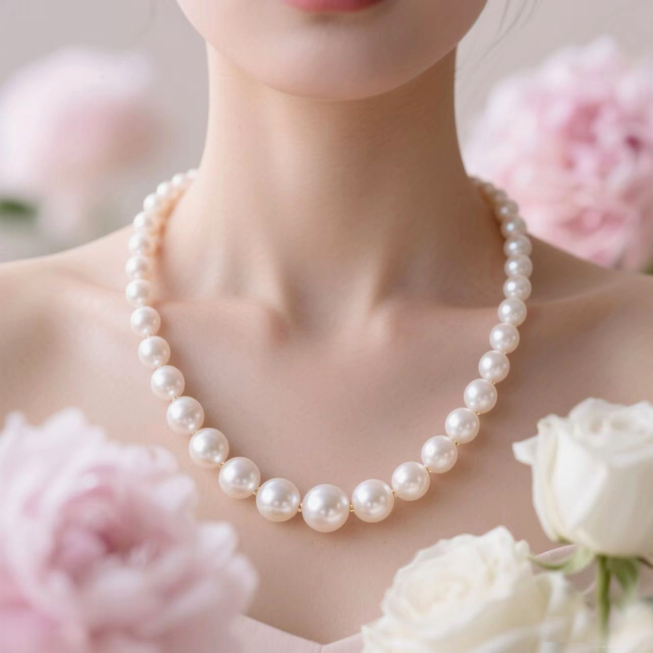无瑕12-14正圆极光炫彩天然强光淡水珍珠项链送妈妈礼物大龙珠女