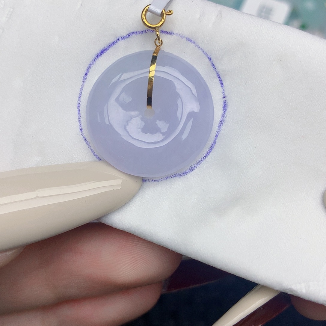 翡翠18K金镶嵌颈饰天然缅甸翡翠a货百元以上9元证书费自理