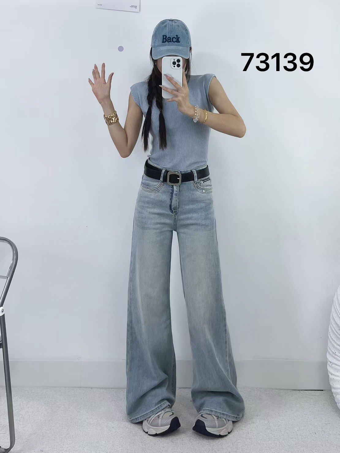 夏季拖地73139裤宽松直筒百搭阔腿显瘦牛仔长裤品牌女裤款