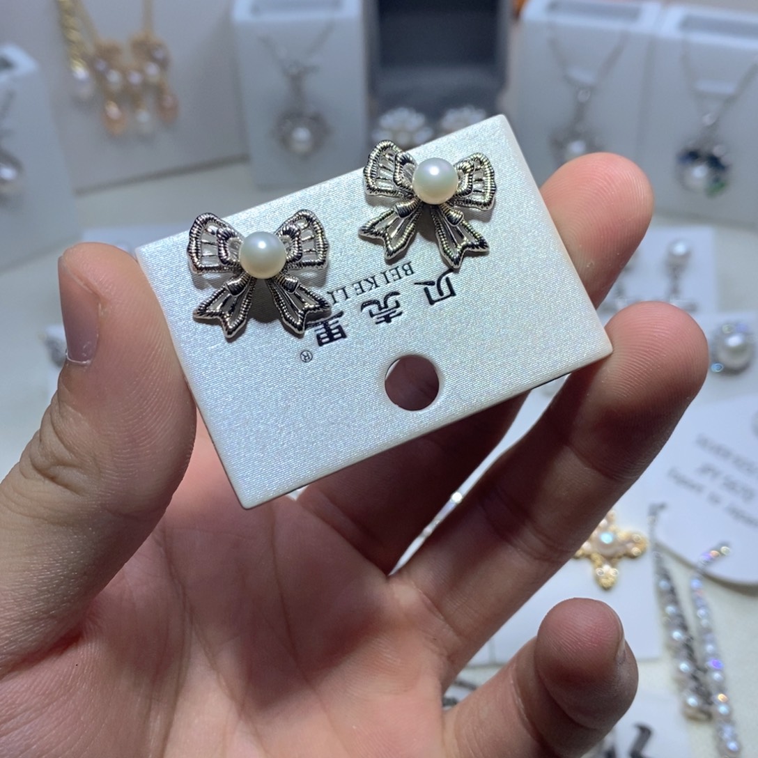 淡水珍珠耳饰银S925镶嵌