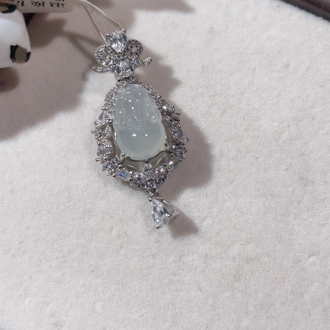 翡翠吊坠(不含链)银S925镶嵌