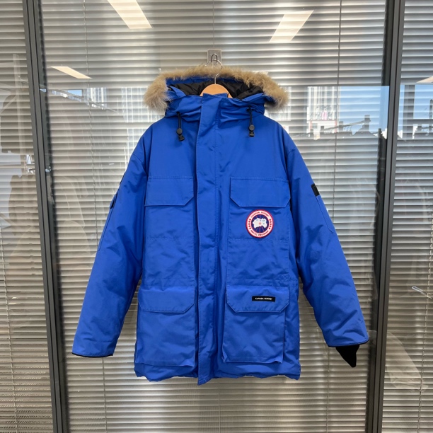 99新 CANADA GOOSE 蓝色远征羽绒服连帽鹅绒服带毛领 s码 #10160