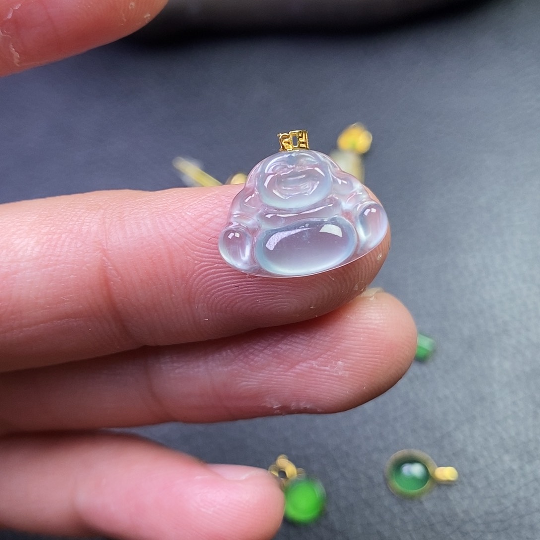 吊坠(不含链)18K金镶嵌翡翠