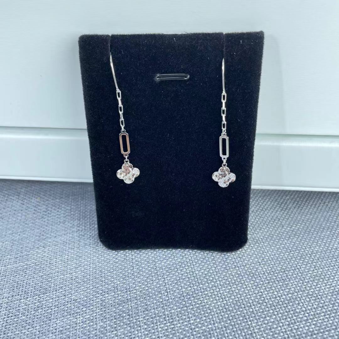 PT950 铂金耳饰 碎碎金四叶草防丢耳线  气质百搭 S 12209