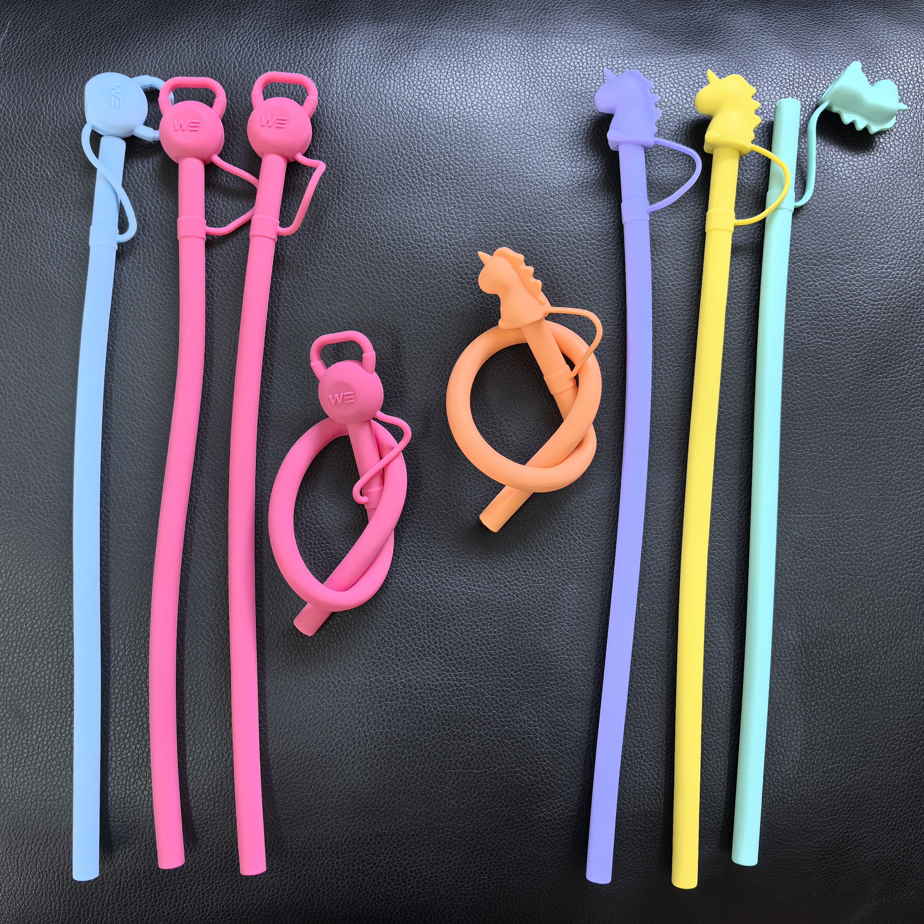 品优食品级【硅胶吸管】耐高温可折叠带帽吸管