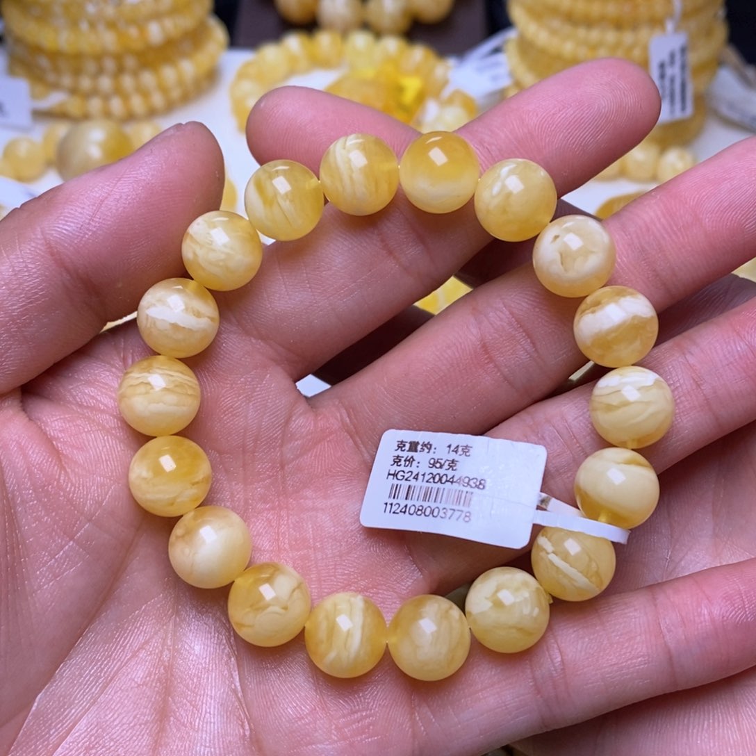 【闪购商品】蜜蜡裸石未镶嵌悦*11+圆珠手串