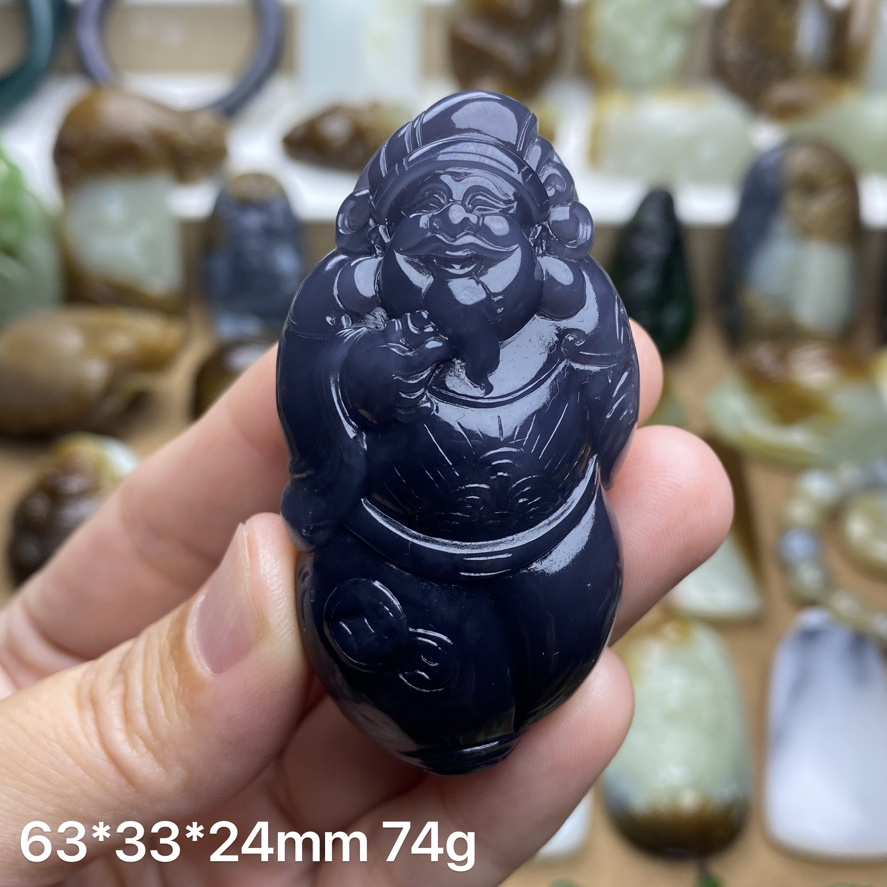 天然和田玉 帝王紫 烟紫 财神 75g