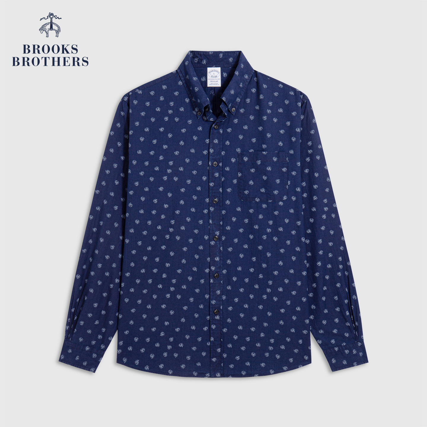 Brooks Brothers/布克兄弟男士25春夏新款纯棉太阳花印花长袖衬衫