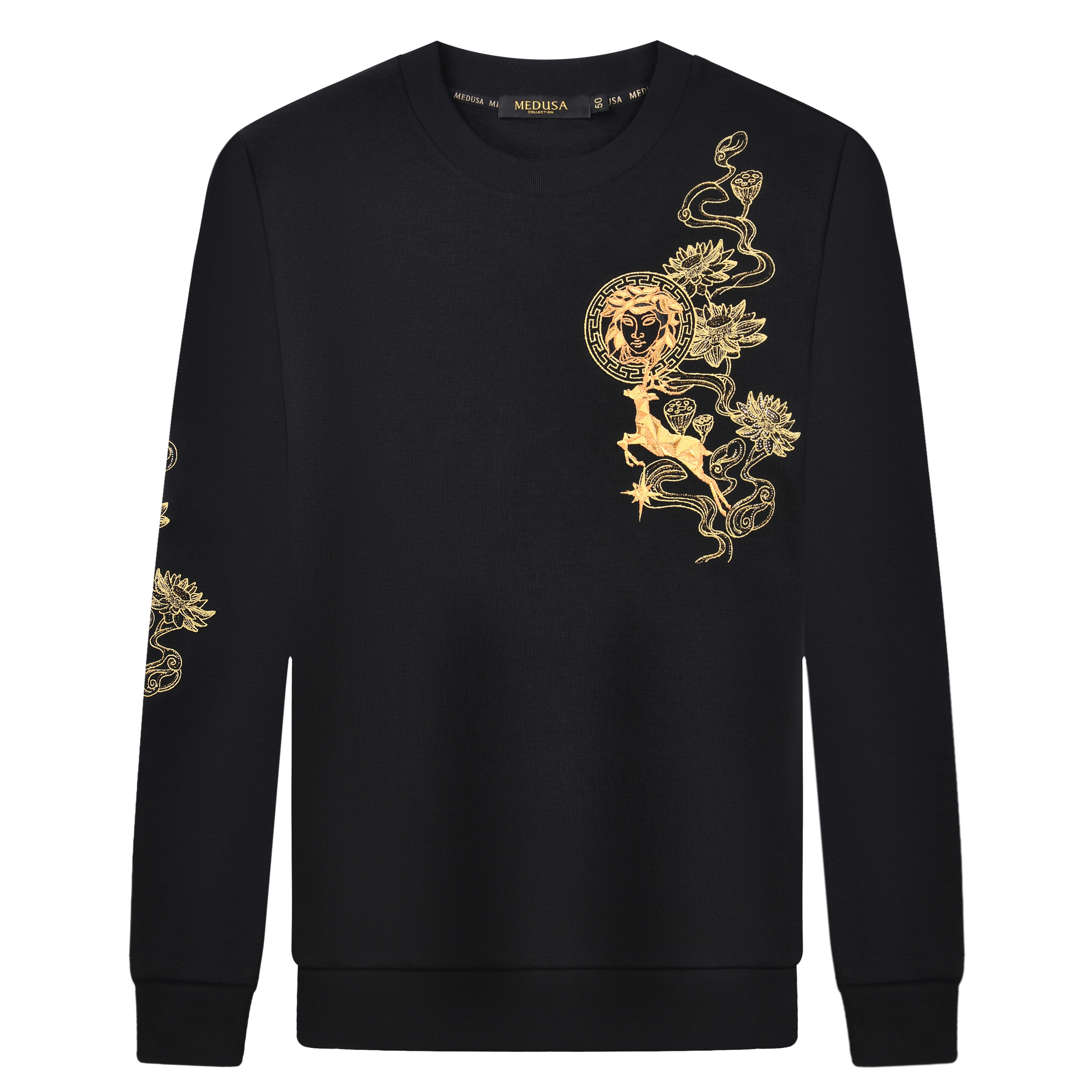 【加绒加厚】MeduSa/美杜莎卫衣男秋冬季刺绣休闲圆领百搭上衣51116