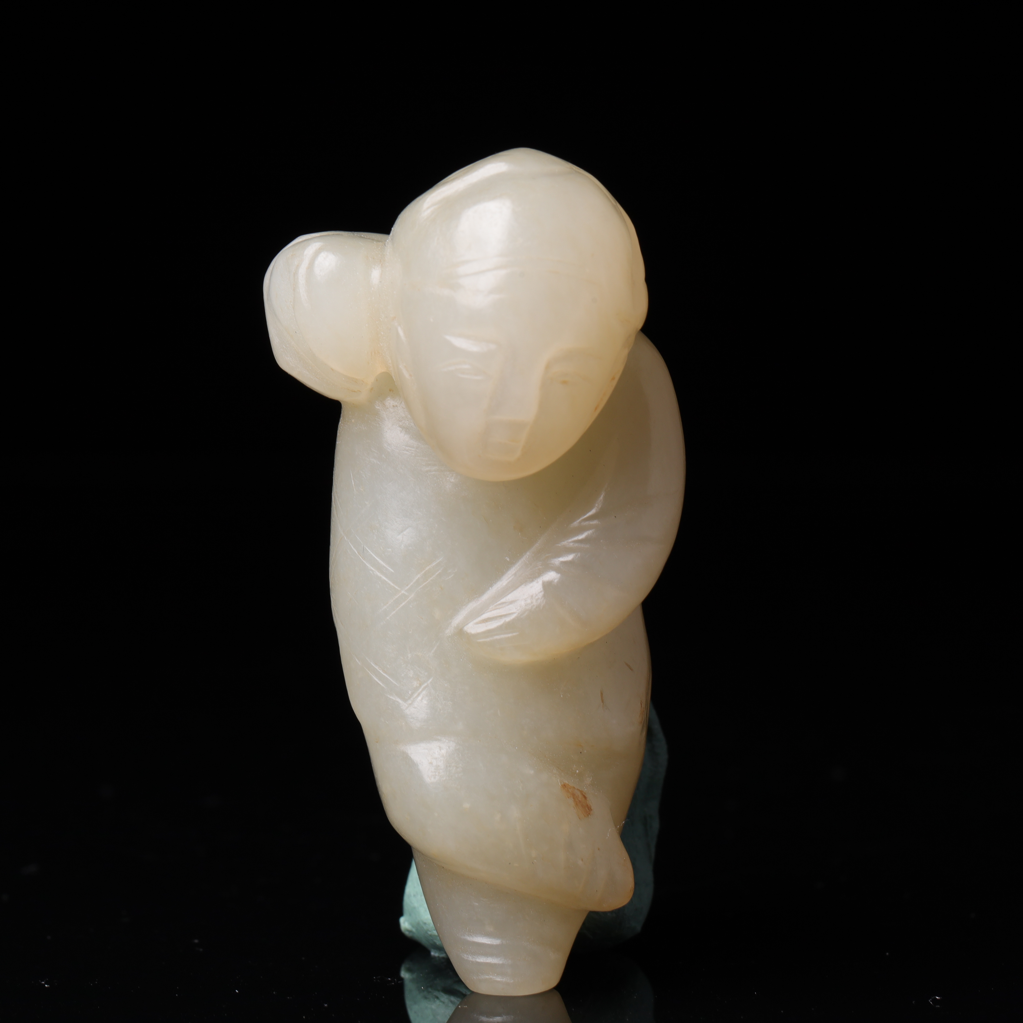 明代和田玉童子花件-NX