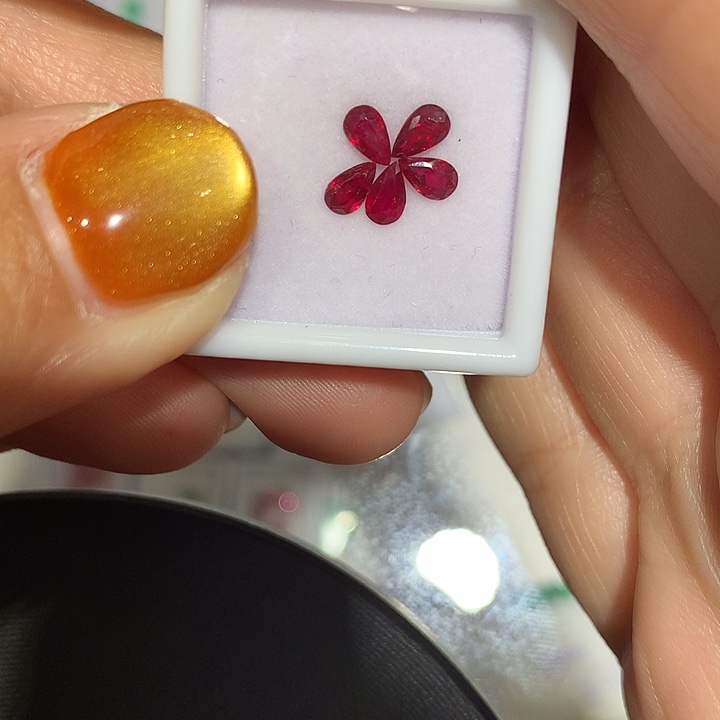 红宝石裸石5粒鸽血红红宝石一组