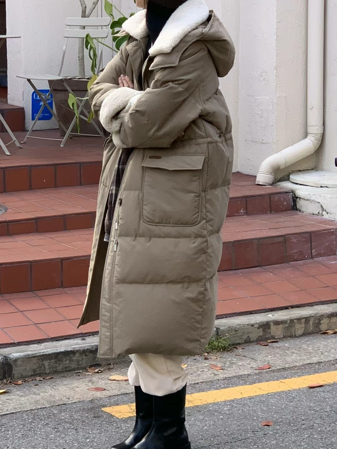 韩国东大门正品Ve长款羽羽卡其色