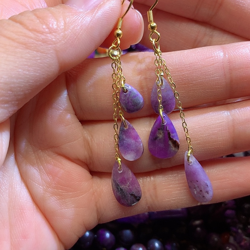 【闪购商品】苏纪石（舒俱来）耳钩银S925镀金镶嵌