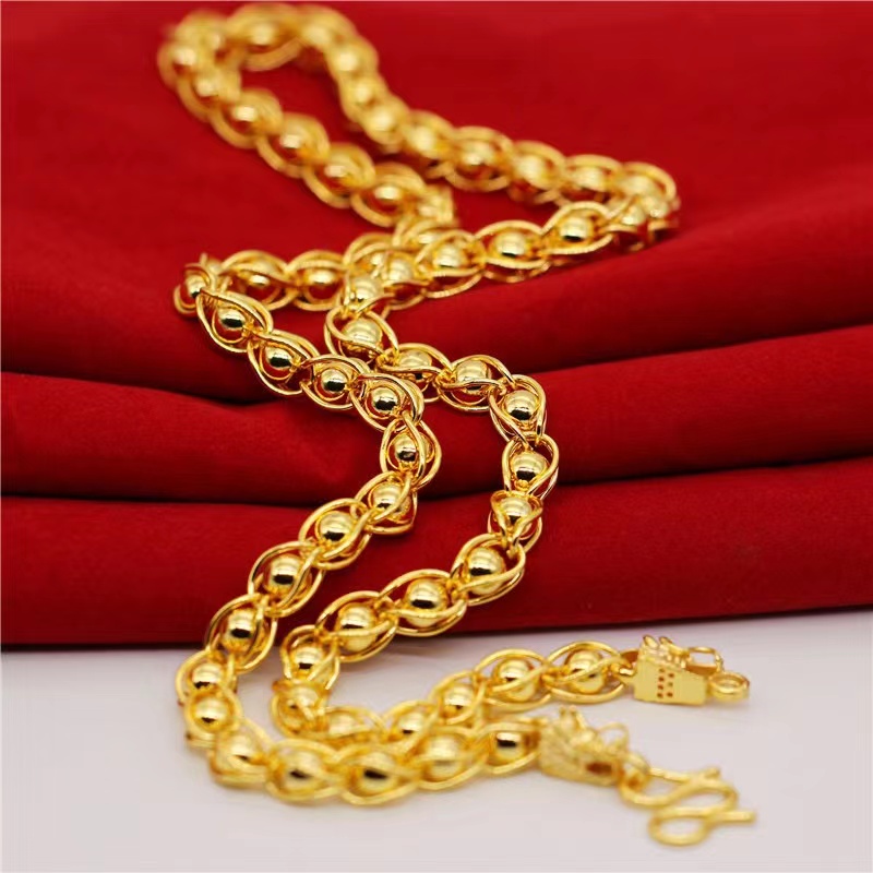 合金合成锆石项链 C90合金合成锆石项链男boss霸气大链子金色时尚