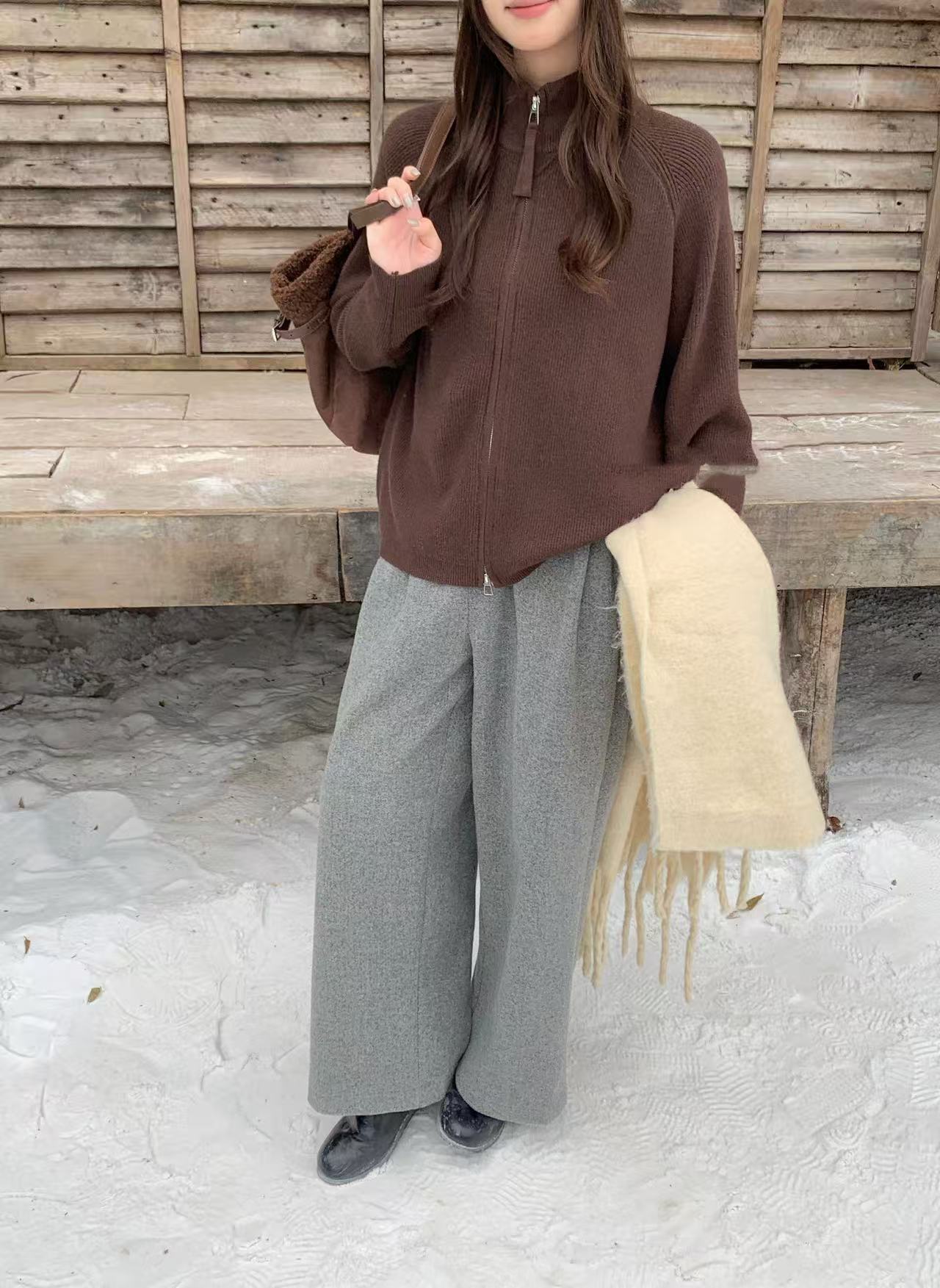 复古针织保暖加绒加厚款纯色宽松26103