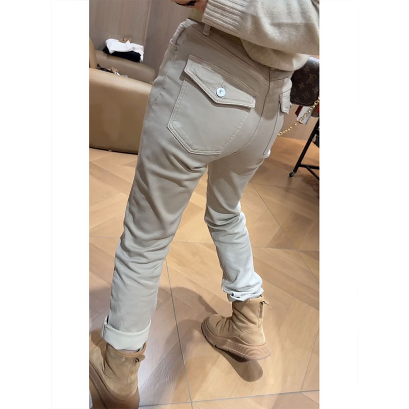 2025年秋冬新款高腰显瘦加厚加绒牛仔裤小个子弹力显高显瘦直筒裤