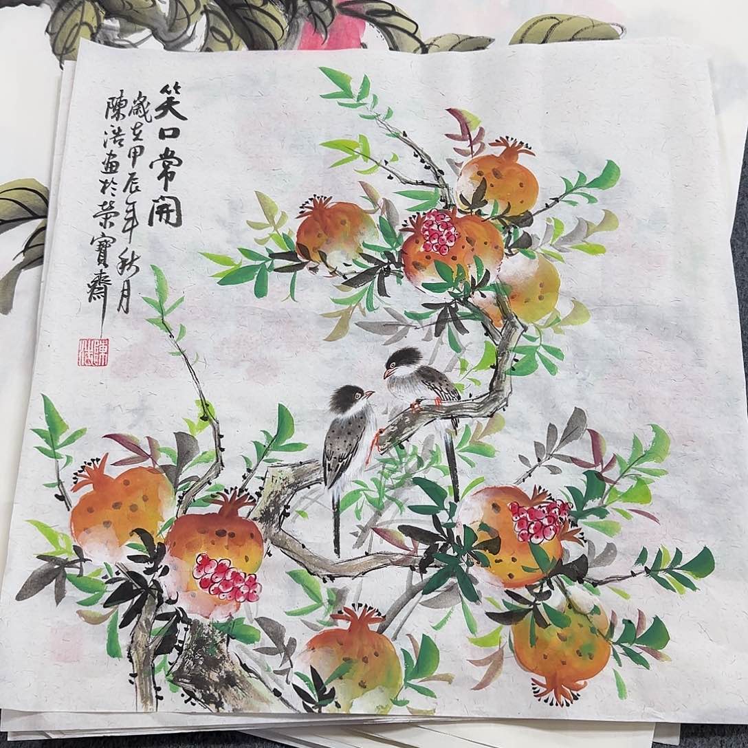 国画尺寸50x50纯手绘作品 