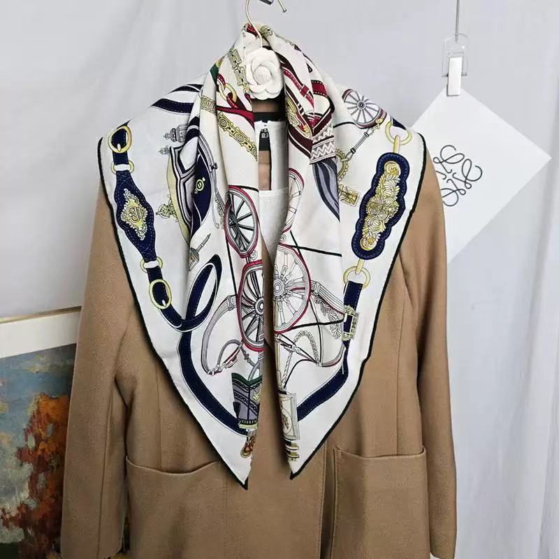 丝毛围巾【尊贵之轮-红】86丝毛方巾双面异色丝毛保暖围巾Q758春秋