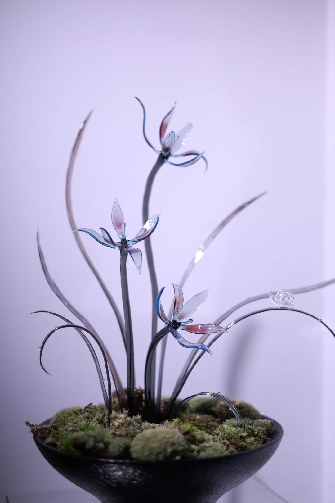 [任是无人也自香]原创设计纯手工兰花琉璃摆件