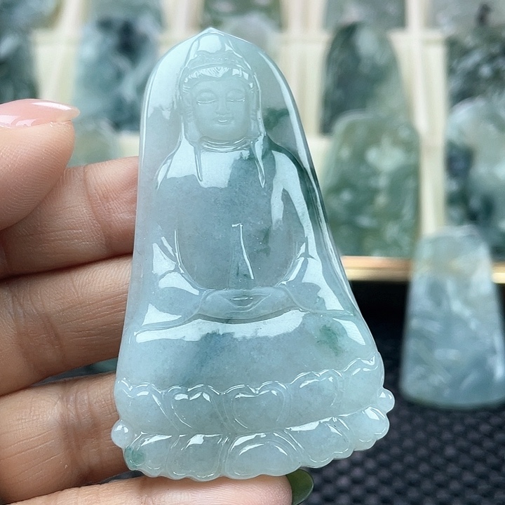 颈饰未镶嵌翡翠天然翡翠A货素衣观音