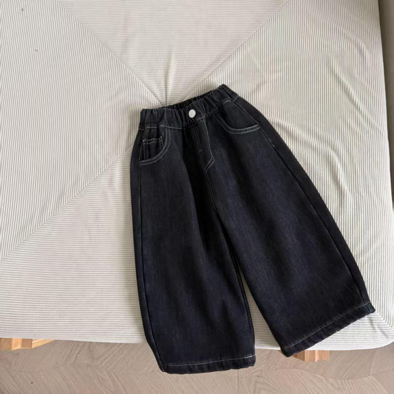 儿童秋冬加绒牛仔裤25新款B类男女童休闲加厚保暖百搭弯刀牛仔裤