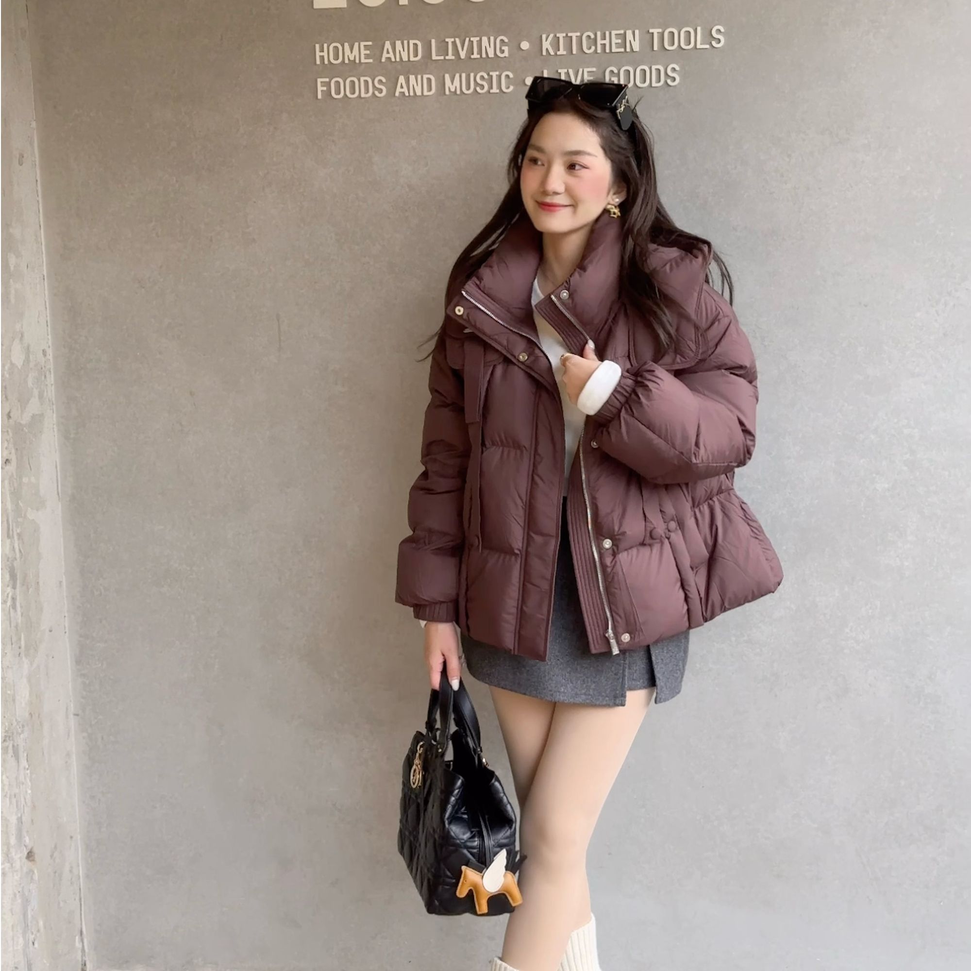 花田里连帽女款宽松短款韩版袖型加厚拉链秋冬百搭休闲保暖冬季