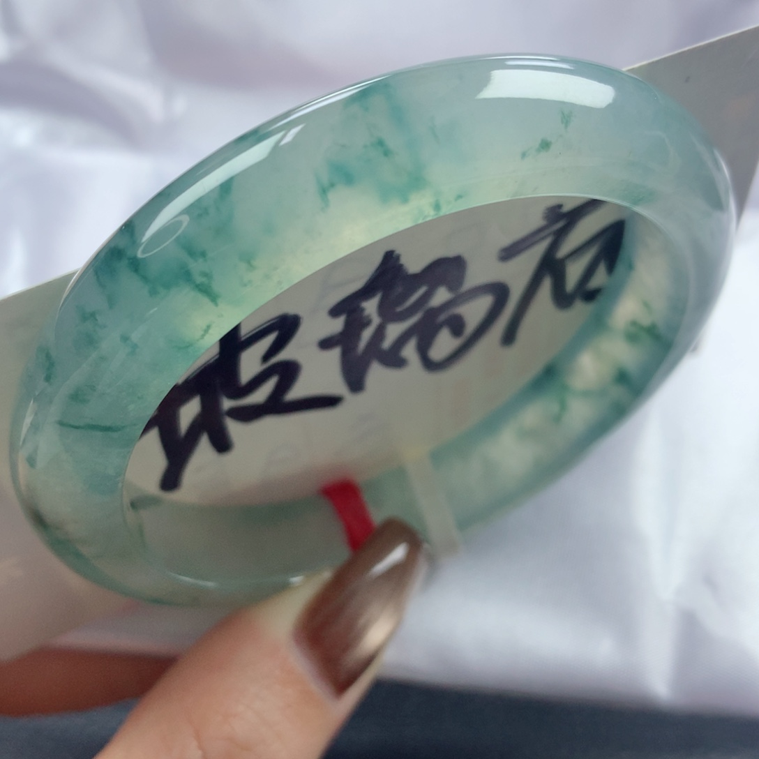 未镶嵌手镯翡翠高冰玻璃底江南烟雨飘色正圈54