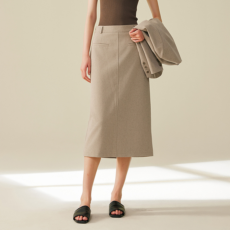 【羊羊粉丝专享】MOFAN摩凡秋新款灰绿色半身裙MDB478743