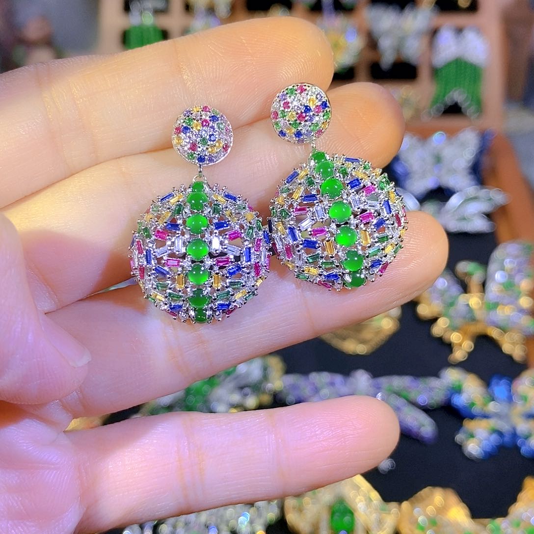 吊坠(不含链)银S925镶嵌翡翠