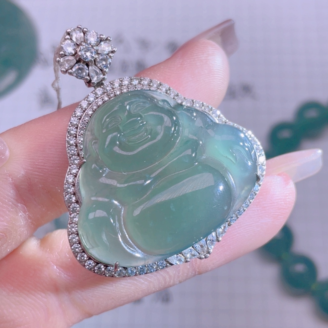 翡翠银S925镶嵌吊坠(不含链)