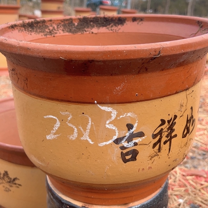 红陶陶土盆微瑕高23