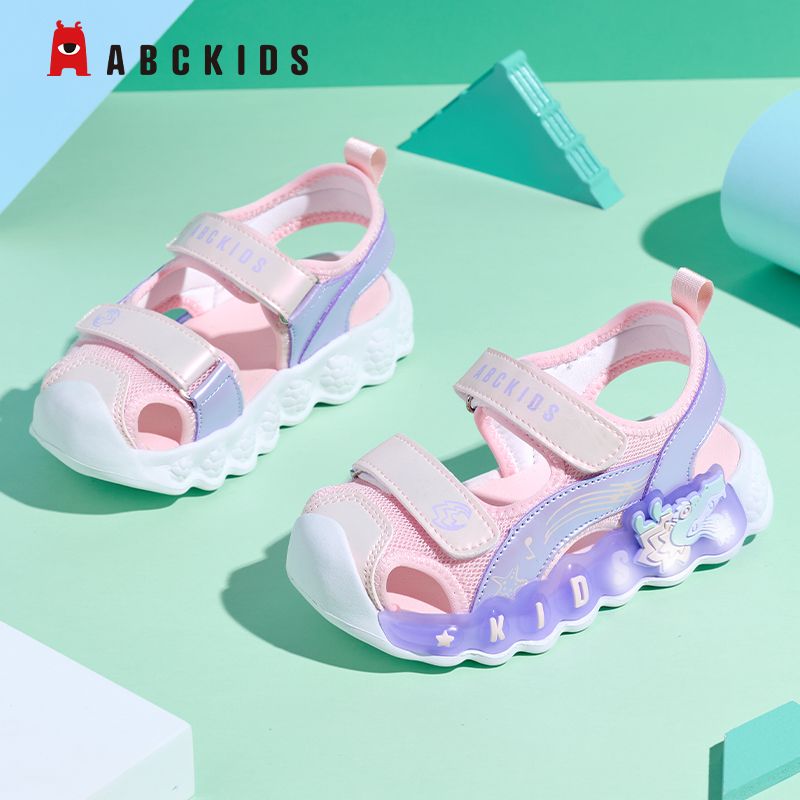 Abckids童鞋正品防撞防滑儿童休闲凉鞋软底夏季新款耐磨包头凉鞋