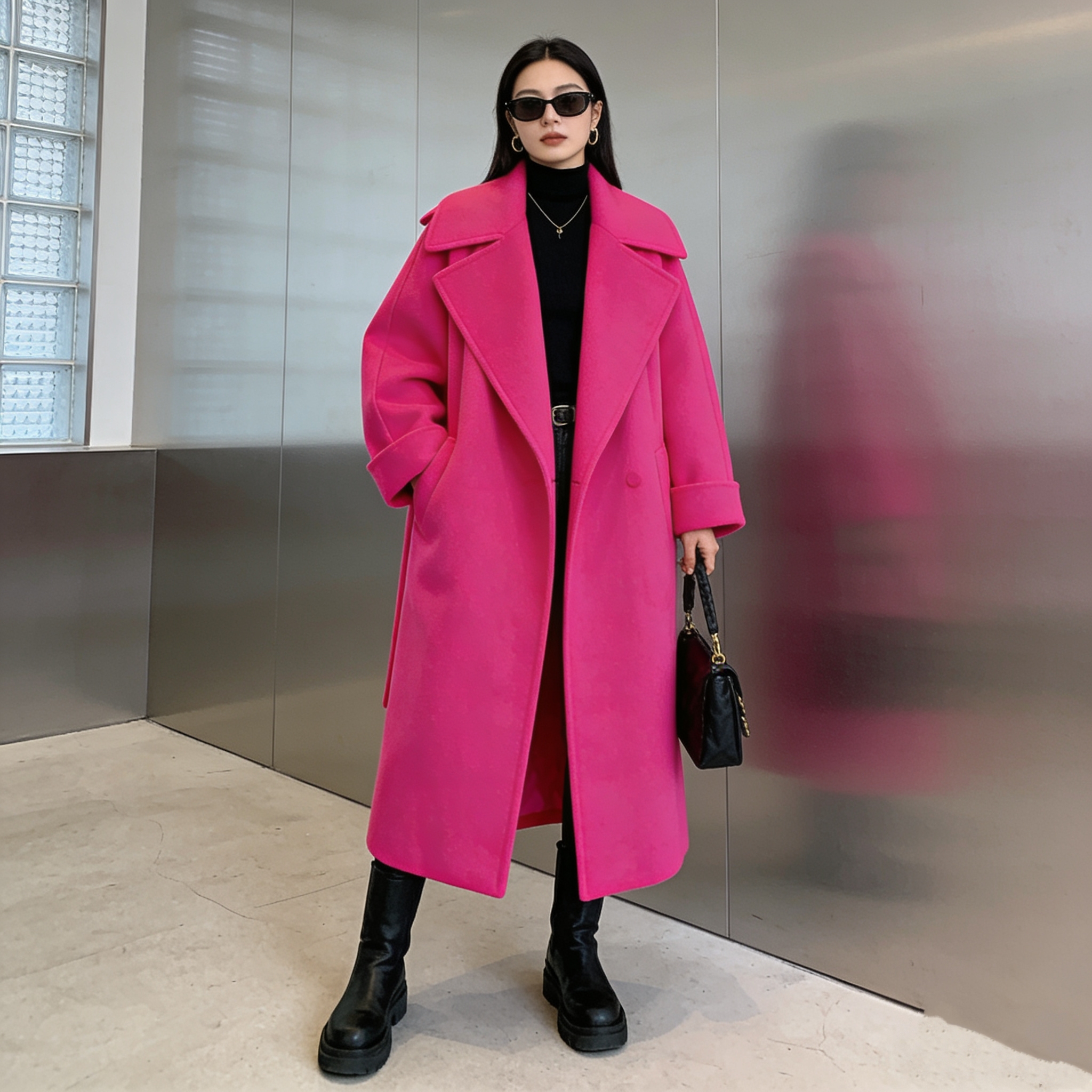 3001-3100新款 25年冬新款赫本风浴袍款气质加厚长款双面羊羊大衣