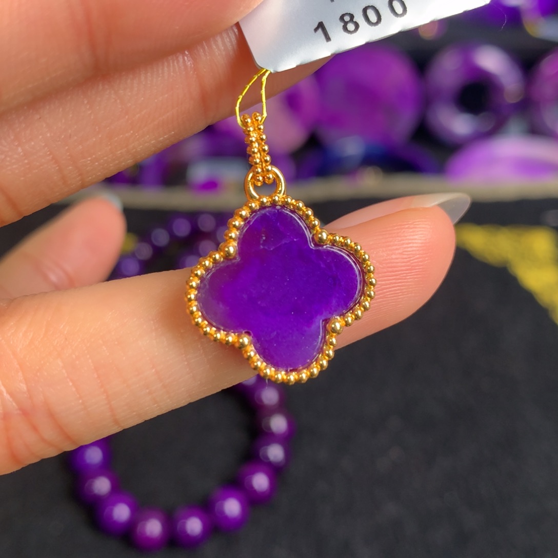 苏纪石（舒俱来）四叶草吊坠18k18K金镶嵌