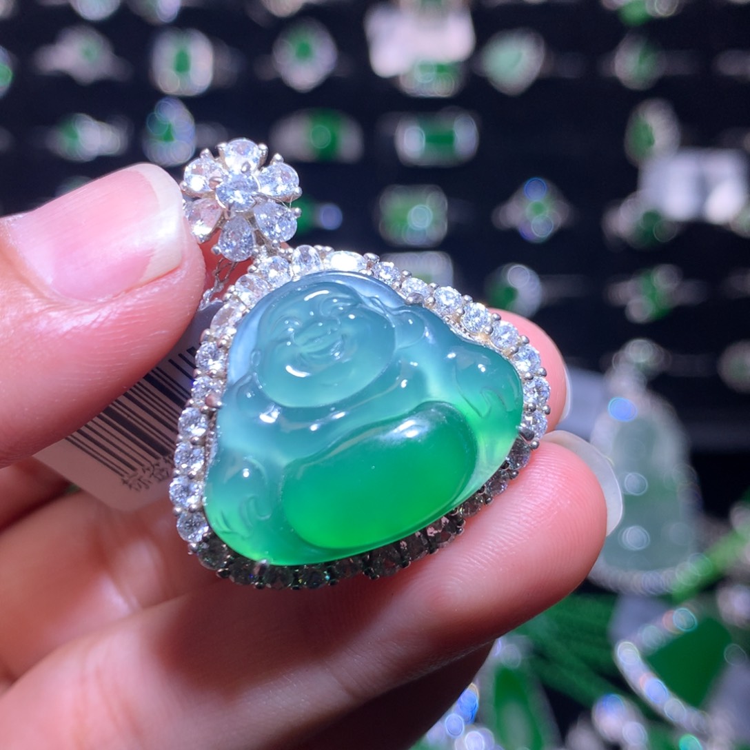 【闪购商品】翡翠银S925镶嵌颈饰天然翡翠