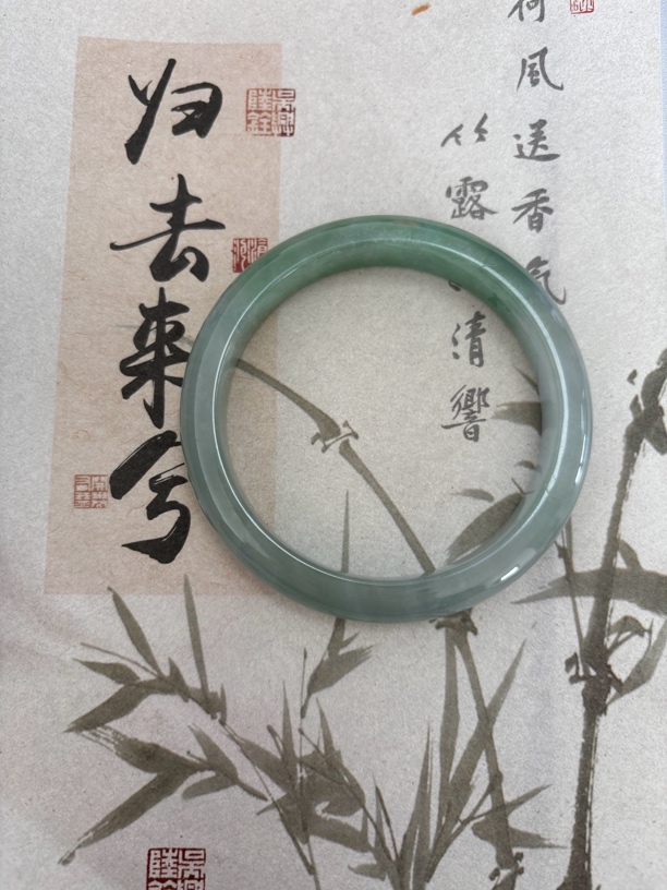 X603-五九加冰透飘花缅甸翡翠手镯