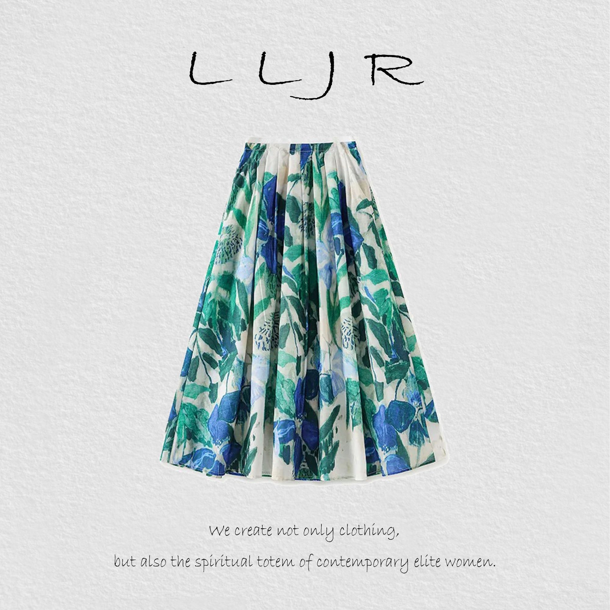 【西贝】LLJR苎麻油画印花半身裙D846