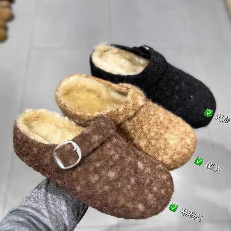 秋冬新款韩系百搭一脚蹬薄绒穆勒鞋A1-2210