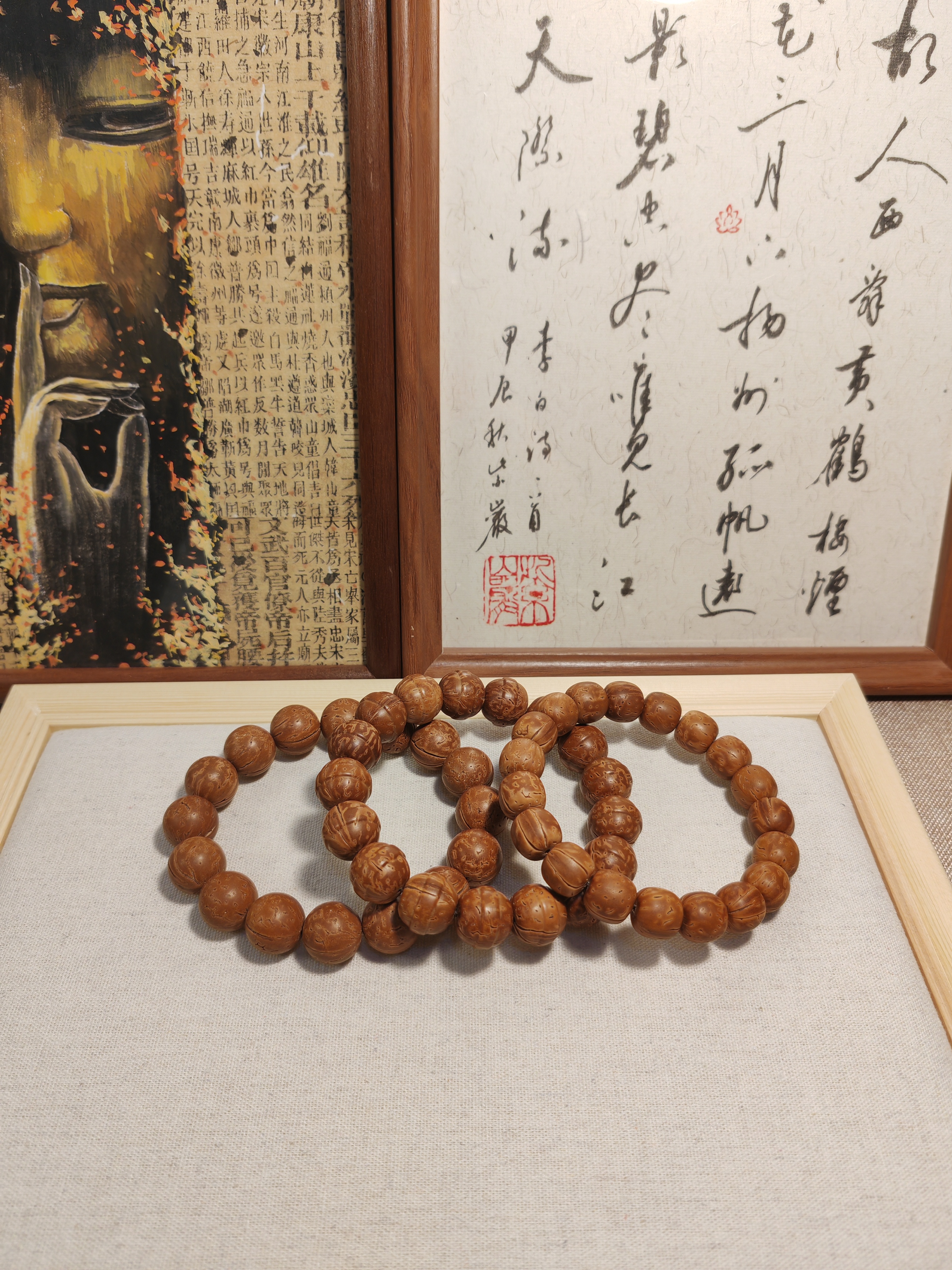 光珠脑纹核手串文玩桃核手串
